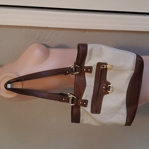 Leather brown and beige purse